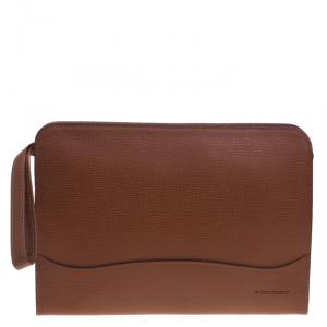 Burberry Brown Leather Zip Around Pouch