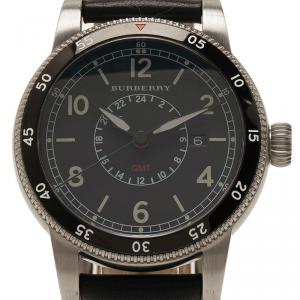 Burberry Black Stainless Steel The Utilitarian GMT Men's Wristwatch 42MM