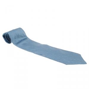 ربطة عنق بلغاري حرير أزرق بنقشة شعار الماركة