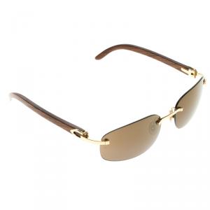 Cartier Brown 135B Wooden C Décor Sunglasses