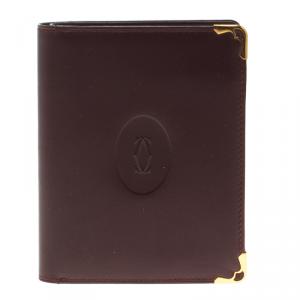 Pre Owned Cartier Burgundy Leather Must De Cartier Card Holder