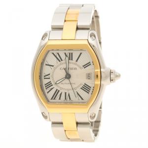 Pre Owned Cartier Silver Two Tone Roadster Automatic Men's Wristwatch 38 mm