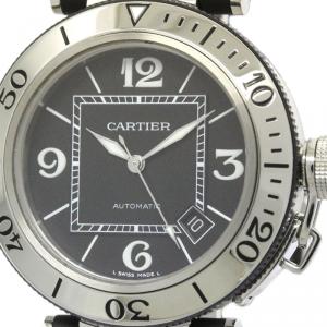 Pre Owned Cartier Black Stainless Steel Pasha Seatimer Men's Wristwatch 40MM