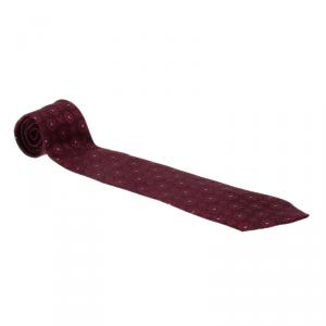 Chanel CC Burgundy Textured Silk Tie