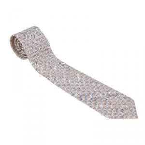 Chanel Beige CC Diamond Printed Silk Tie