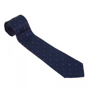 Chanel CC Navy Blue Textured Silk Tie