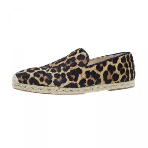Pre Owned Christian Louboutin Leopard Print Pony Hair Espadrilles Size 42