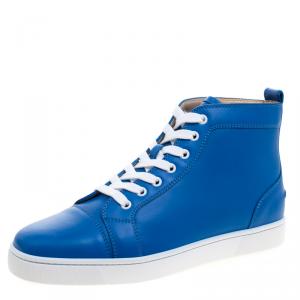 Christian Louboutin Persian Blue Leather Louis High Top Sneakers Size 41