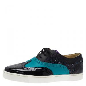 Christian Louboutin Tricolor Glitter Brogue Leather Golfito Sneakers Size 42.5