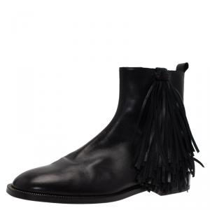 Christian Louboutin Black Leather Fringe Chelsea Boots Size 42