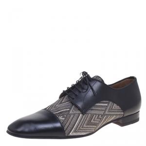 Christian Louboutin Black Leather And Canvas Bruno Orlato Oxfords Size 43.5