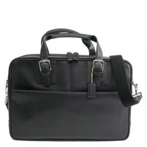 Coach Black Leather Single Zip Top Briefcase
