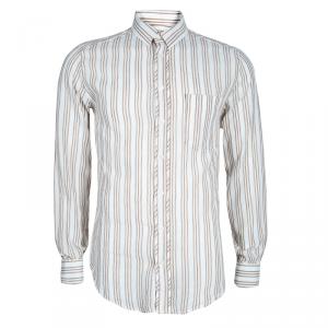 D&G Men's White Striped Cotton Shirt M