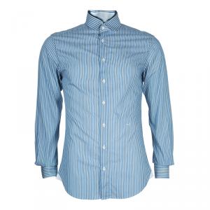 D and G Men's Blue Striped Shirt XXL