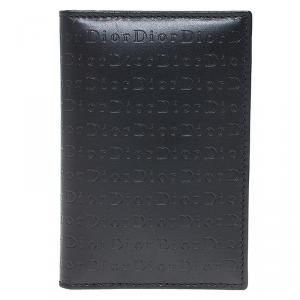 Dior Black Logo Embossed Leather Card Holder