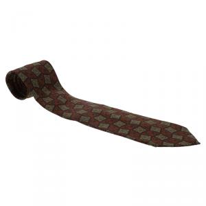 Dior Brown and Blue Printed Silk Tie