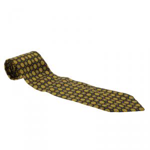 Dior Blue and Yellow Printed Silk Tie