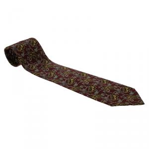 Dior Maroon Printed Silk Tie