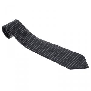 Dior Navy Blue Printed Silk Traditional Tie