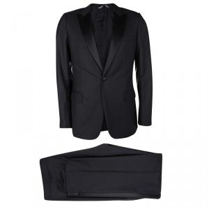 Dior Black Wool Satin Panel Detail Regular Fit Tailored Suit L
