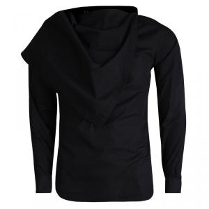 Dior Black Cotton Asymmetric Cape Collar Detail Shirt S