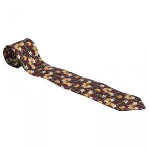 Dolce and Gabbana Burgundy Silk Martini Oranges Tie