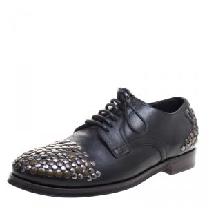 Dolce and Gabbana Black Studded Leather Sircusa Lace Up Derby Size 42
