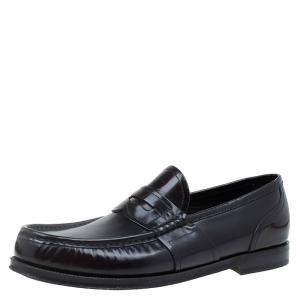 Pre Owned Dolce and Gabbana Brown Leather Penny Loafers Size 42