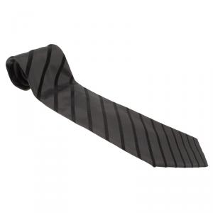 Dolce and Gabbana Grey Striped Silk Tie