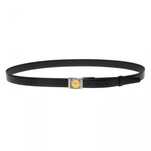 مملوكة مسبقًا Dolce and Gabbana Black Leather Classic Reversible Buckle Belt 110CM