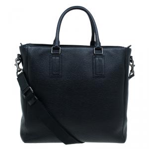 Dolce and Gabbana Black Pebbled Leather Tote Bag