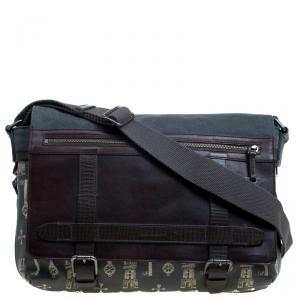 Dolce and Gabbana Brown Coated Canvas and Leather Messenger Bag