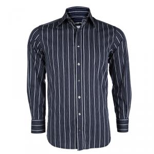Pre Owned Dolce and Gabbana Navy Blue Striped Tailored Shirt S