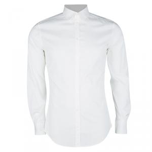 Pre Owned Dolce and Gabbana White Cotton Long Sleeve Button Front Shirt M