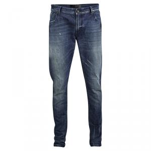 Pre Owned Dolce and Gabbana Indigo Faded Effect Distressed Sretch Denim Jeans XXL