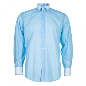 مملوكة مسبقًا Dolce and Gabbana Men's Light Blue Contrast Collar Shirt M
