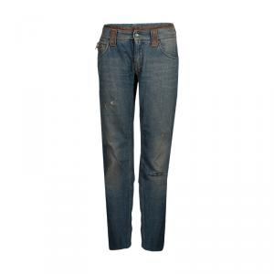 Pre Owned Dolce and Gabbana Blue Tinted Wash Faded Distressed Denim Jeans L