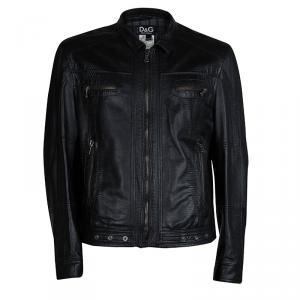 Pre Owned D&G Black Leather Jacket XS