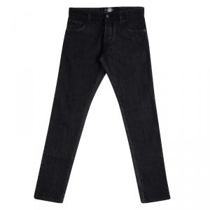 Pre Owned Dolce And Gabbana Black Faded Effect Contrast Trim Detail Straight Fit Jeans S