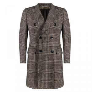Dolce and Gabbana Multicolor Textured Wool Double Breasted Trench Coat  M