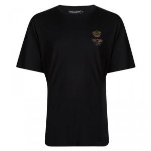 Pre Owned Dolce and Gabbana Black Queen Bee Embellishment Detail Crew Neck T-Shirt 4XL