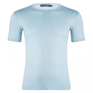 Pre Owned Dolce and Gabbana Light Blue Crew Neck T-Shirt XS
