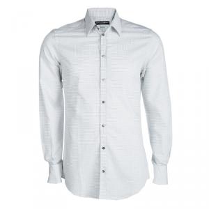 مملوكة مسبقًا Dolce and Gabbana Gold White Textured Cotton Long Sleeve Shirt L