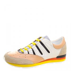 Pre Owned Dolce and Gabbana Tri Color Leather and Suede Parkour Sneakers Size 43