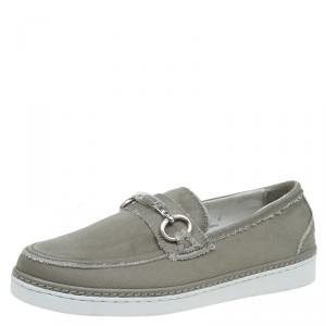 Dolce and Gabbana Fatigue Green Fabric Loafers Size 40