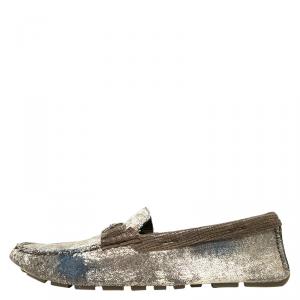 حذاء لوفرز دولتشي آند غابانا كانفاس ثنائي اللون تفاصيل الهورسبيت مقاس 42.5