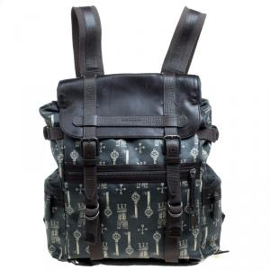 Dolce and Gabbana Brown Coated Canvas and Leather Trimmed Backpack