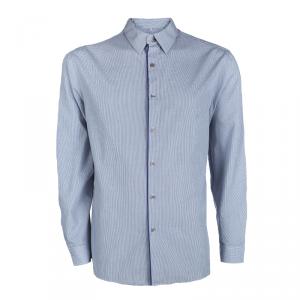 Elie Tahari Blue Checkered Long Sleeve Button Front Shirt L