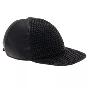 Pre Owned Emporio Armani Black Leather Cap Size S