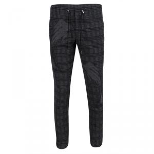 Pre Owned Emporio Armani Grey Checked Brushed Wool Jogger Pants M